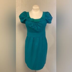 The Limited Ladies 8 Teal Green Cap Sleeve Embellished Scoop Neck Dress